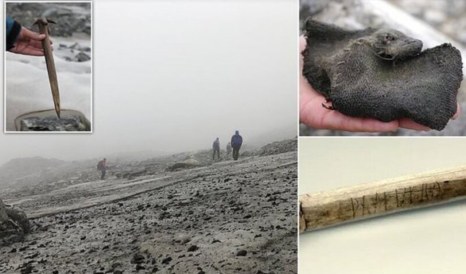 Тающие ледники в горах Норвегии обнажили древние артефакты (21 фото)