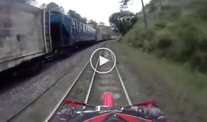 Motocross on railway tracks, what could go wrong