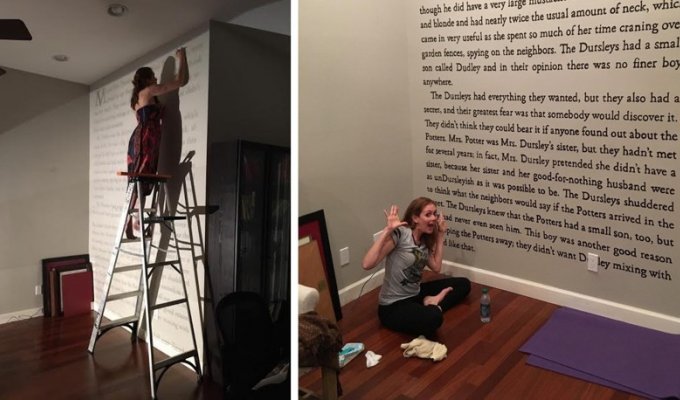Женщина превратила стену своего дома в первую страницу книги
