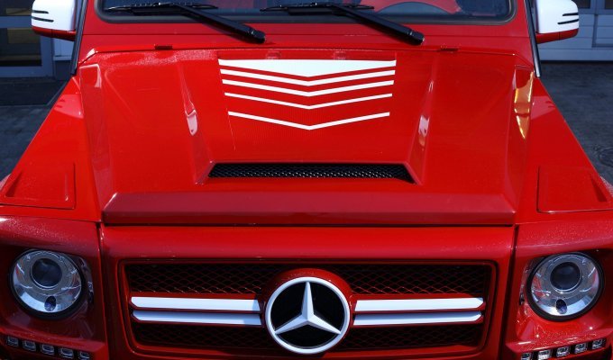 Тюнинг Mercedes-Benz G-класс в стиле пожарного автомобиля (12 фото)