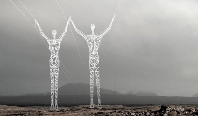 Креативные электроопоры в Исландии (3 фото)