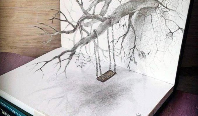 Удивительные трехмерные иллюзии, нарисованные на бумаге простым карандашом (25 фото)
