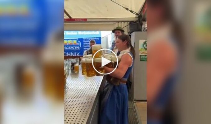 A powerful girl and a ton of beer