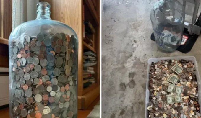 Grandfather emptied his piggy bank after 70 years (4 photos)