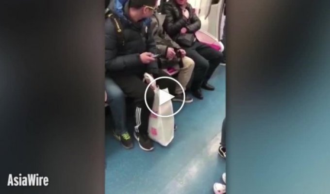 Драка парней в китайском метро