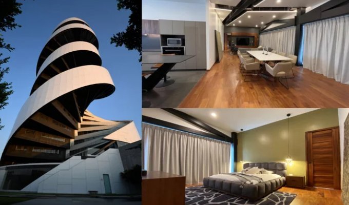 Жилой дом в форме винтовой лестницы (2 фото + 2 видео)