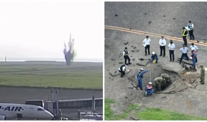 A Japanese airport canceled all flights due to a powerful explosion (2 photos + 1 video)