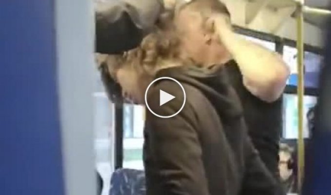 In Russia, they didn’t appreciate the guy’s hair and set up a “barbershop” on the bus