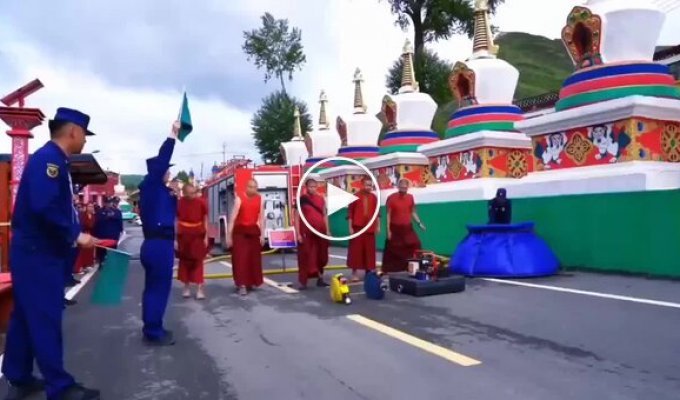 Monks undergo special fire safety training in China