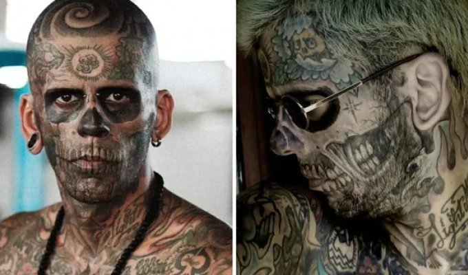 A Brazilian whose face was covered in tattoos removed most of it and showed what he looks like under the ink (8 photos)