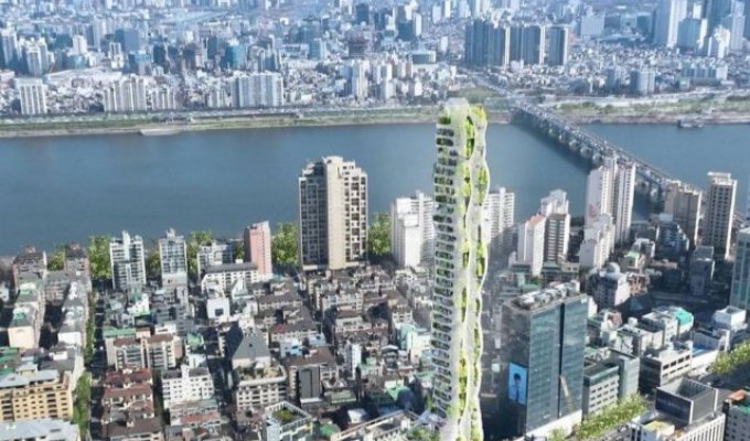 In Seoul they want to build a tower with landscaping (4 photos)