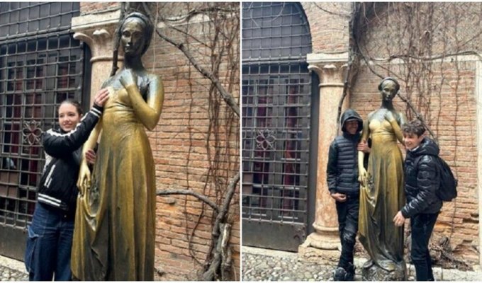 Tourists erased breasts of Juliet's monument in Verona (2 photos + 1 video)