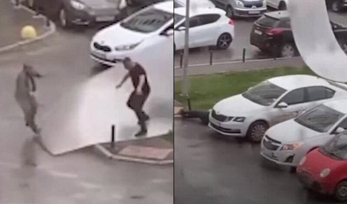 В Екатеринбурге мужчину подбросило и ударило сорванной с паркинга крышей (10 фото + 4 видео)