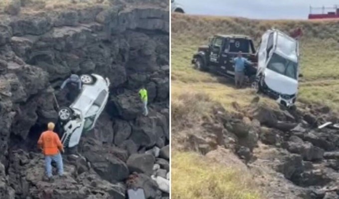 In Hawaii, a tourist fell from a cliff and survived (5 photos)
