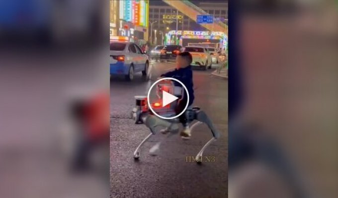 В Китае робособак превратили в средство передвижения для детей