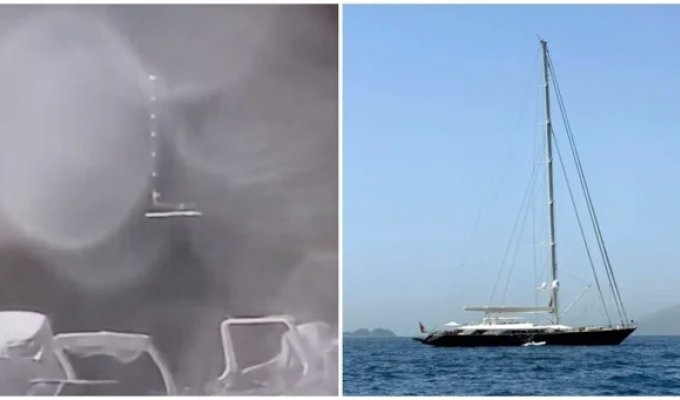 The moment of the British millionaire's yacht sinking was caught on video (2 photos + 2 videos)