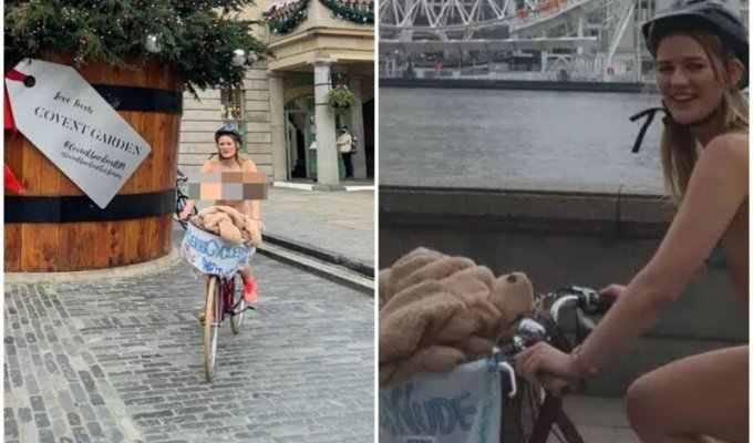 Британка голышом прокатилась на велосипеде ради благотворительности (6 фото)
