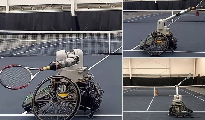 Scientists have developed a robot tennis player for professional training (4 photos + 1 video)