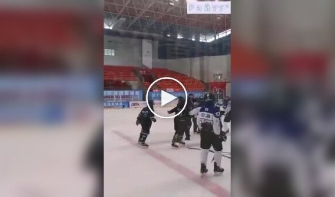 Young hockey players from Belarus and Korea fought hand-to-hand during the match