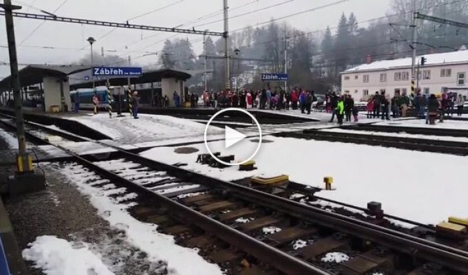 Family Almost Hit by Train in Czech Republic