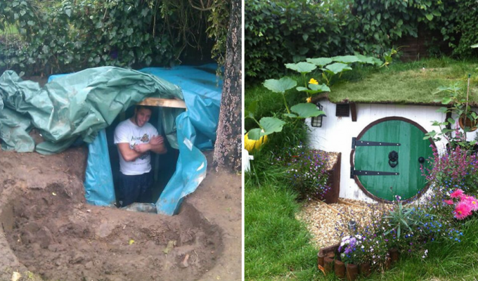 Як один умілець збудував нору хобіту у себе у дворі (21 фото)