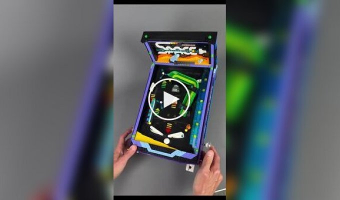 A pinball machine made of LEGO