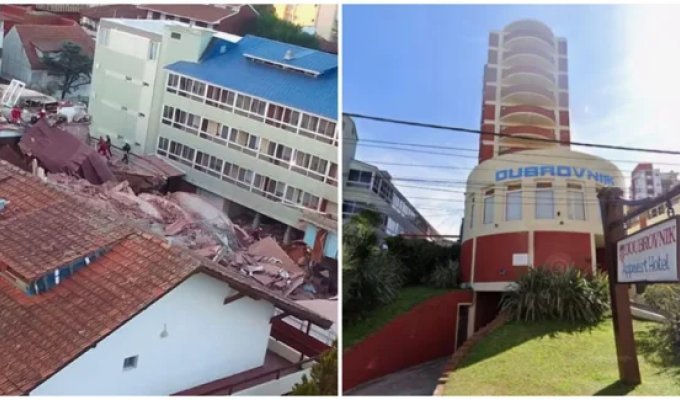 A ten-story hotel collapsed in broad daylight in Argentina (3 photos + 1 video)