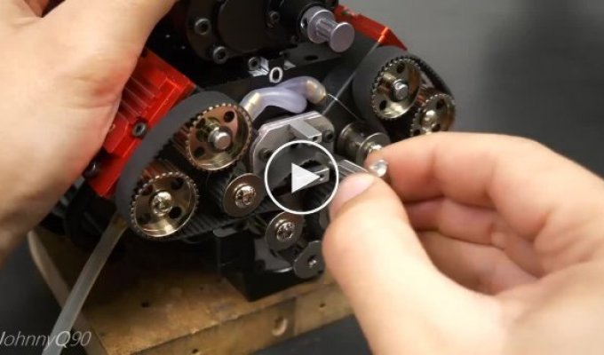 Tiny V8 with a small mechanical supercharger works and sounds like a real one
