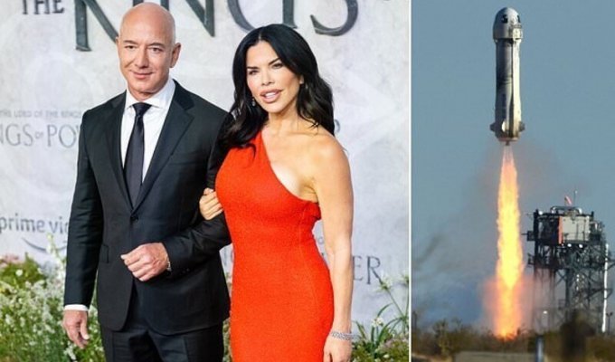 Jeff Bezos' girlfriend will lift the ship into space (5 photos + 1 video)