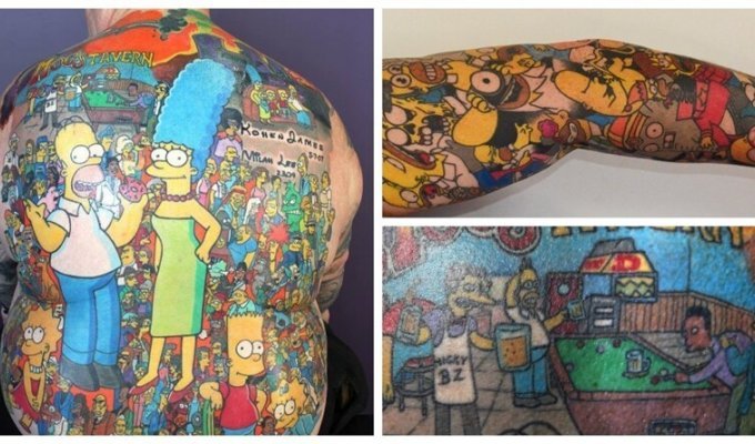 The Simpsons fan covered his body with images of his favorite characters (8 photos)