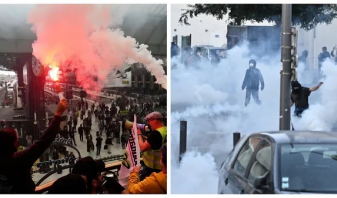Protesters seized a train station in France (1 photo + 4 videos)