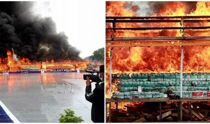 Half a billion dollars worth of drugs burned in Myanmar (6 photos + 2 videos)