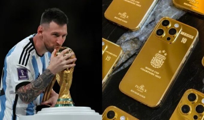 Messi thanked the players and staff of the Argentina national team with golden iPhones (4 photos)