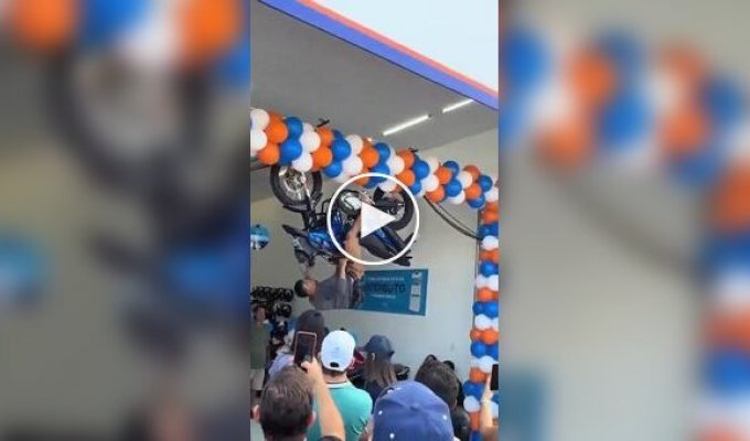 A businessman promised to give a motorcycle to anyone who could hang upside down for 10 minutes.