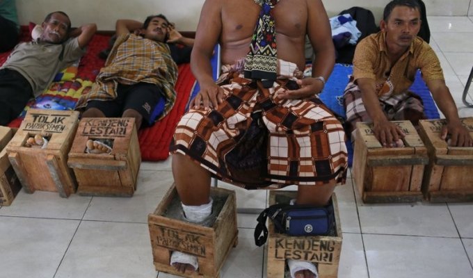 Индонезийские фермеры зацементировали себе ноги (13 фото)