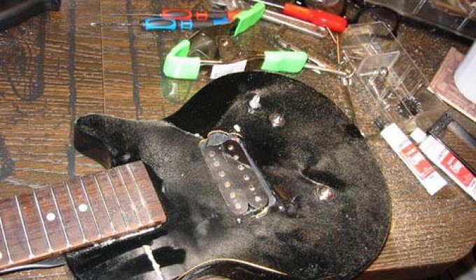 Making a guitar from scrap materials