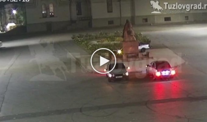 Mom's drifter crashed into a monument