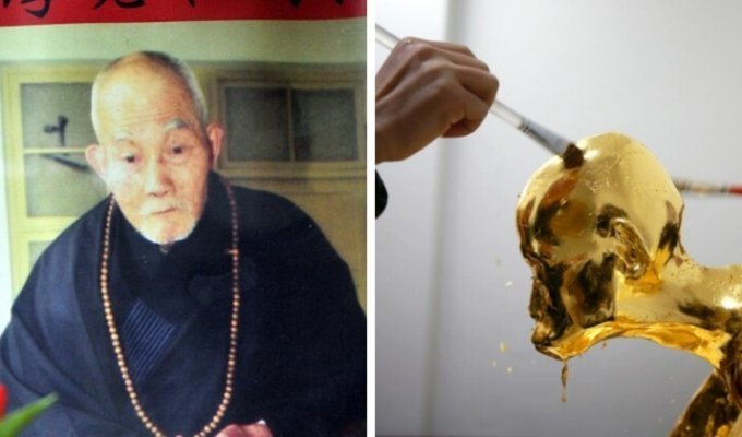 Мумию монаха покрыли золотом в знак уважения (7 фото)
