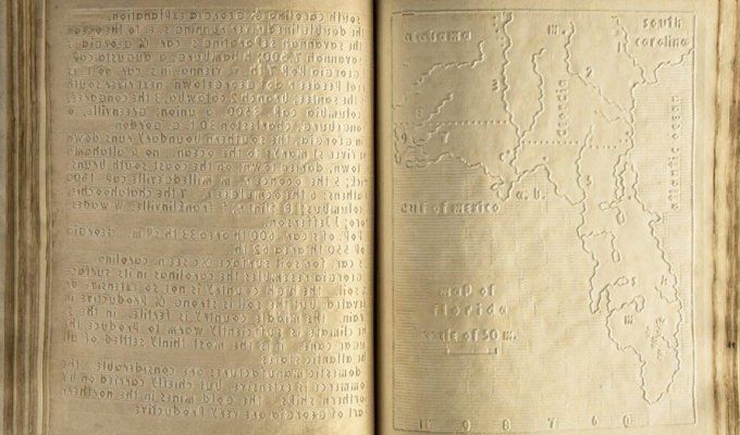 Atlas of the USA of the 19th century, intended for the blind (5 photos)