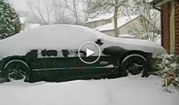 Очистка машины от снега басами