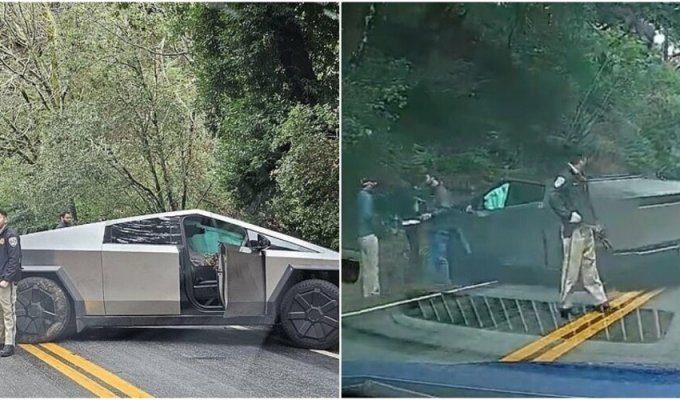 Tesla Cybertruck electric car was involved in an accident for the first time (5 photos + 1 video)
