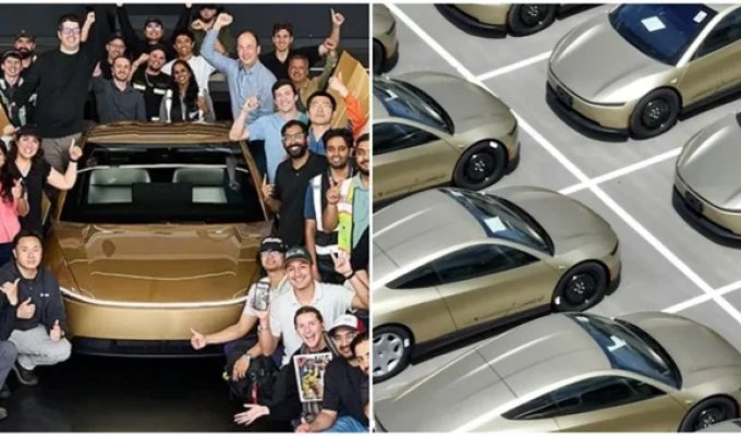 Илон Маск начал выпуск Tesla Cybercab без руля и педалей (6 фото + 1 видео)