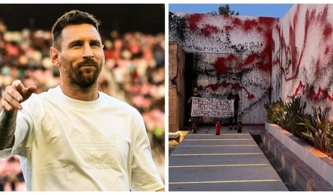 Lionel Messi demands €50,000 from environmental activists who splashed paint on his house in Ibiza (3 photos + 1 video)