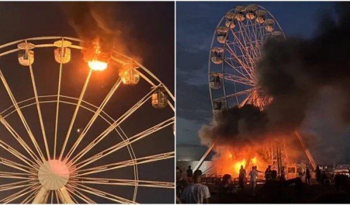 A fire broke out on a Ferris wheel in Germany (3 photos + 1 video)