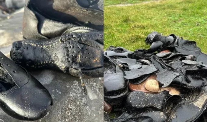 Сотни пар обуви XIX века вынесло на берег Уэльса (6 фото)