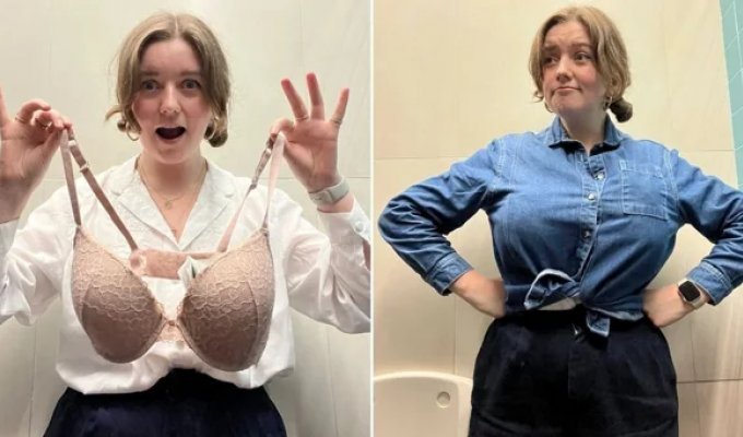 Бюстгальтер вместо сумки: девушка нашла способ не платить за багаж (5 фото)
