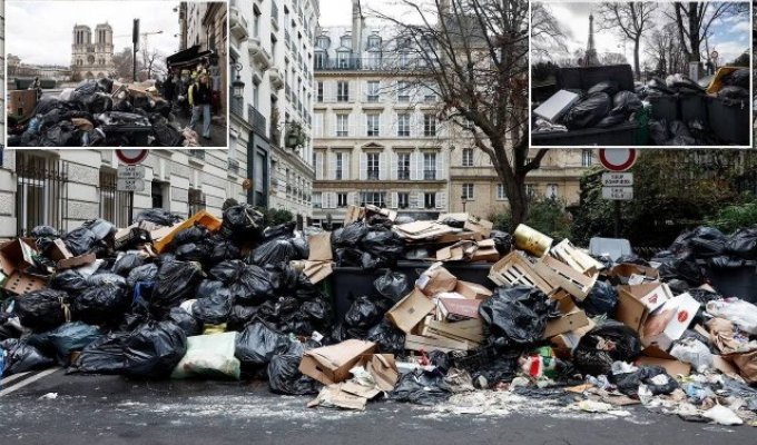 Париж утопает в мусоре (5 фото + 2 видео)