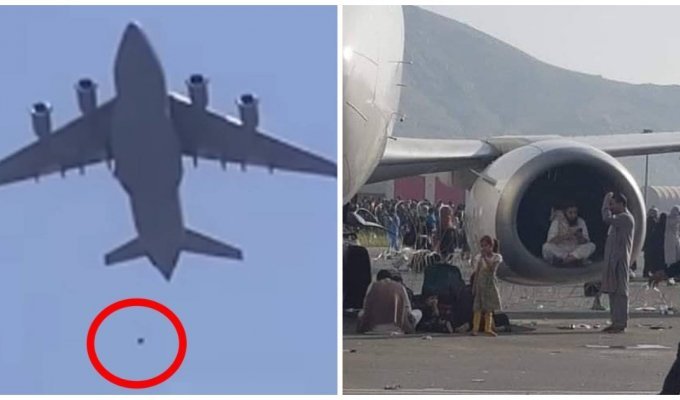 Несколько афганцев упали с взлетевшего американского самолета в Кабуле (7 фото + 4 видео)
