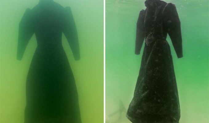 Погруженное в Мертвое море платье превратилось в оригинальную скульптуру (6 фото)