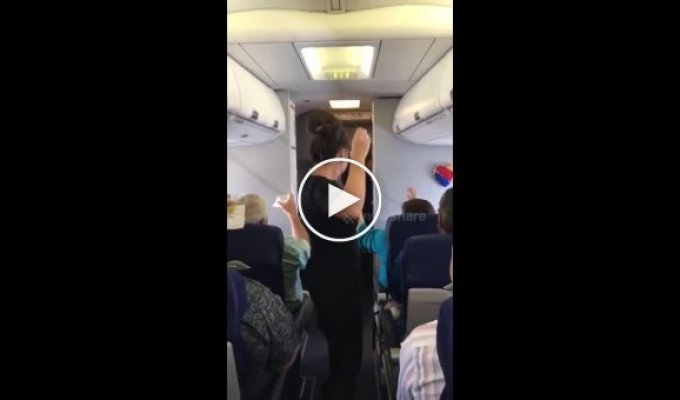 You won't get bored during the flight with such a flight attendant